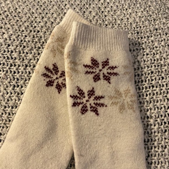 NWOT Winter Wool Socks (2-Pairs) - Red striped and cream/white with snowflakes - Picture 3 of 4